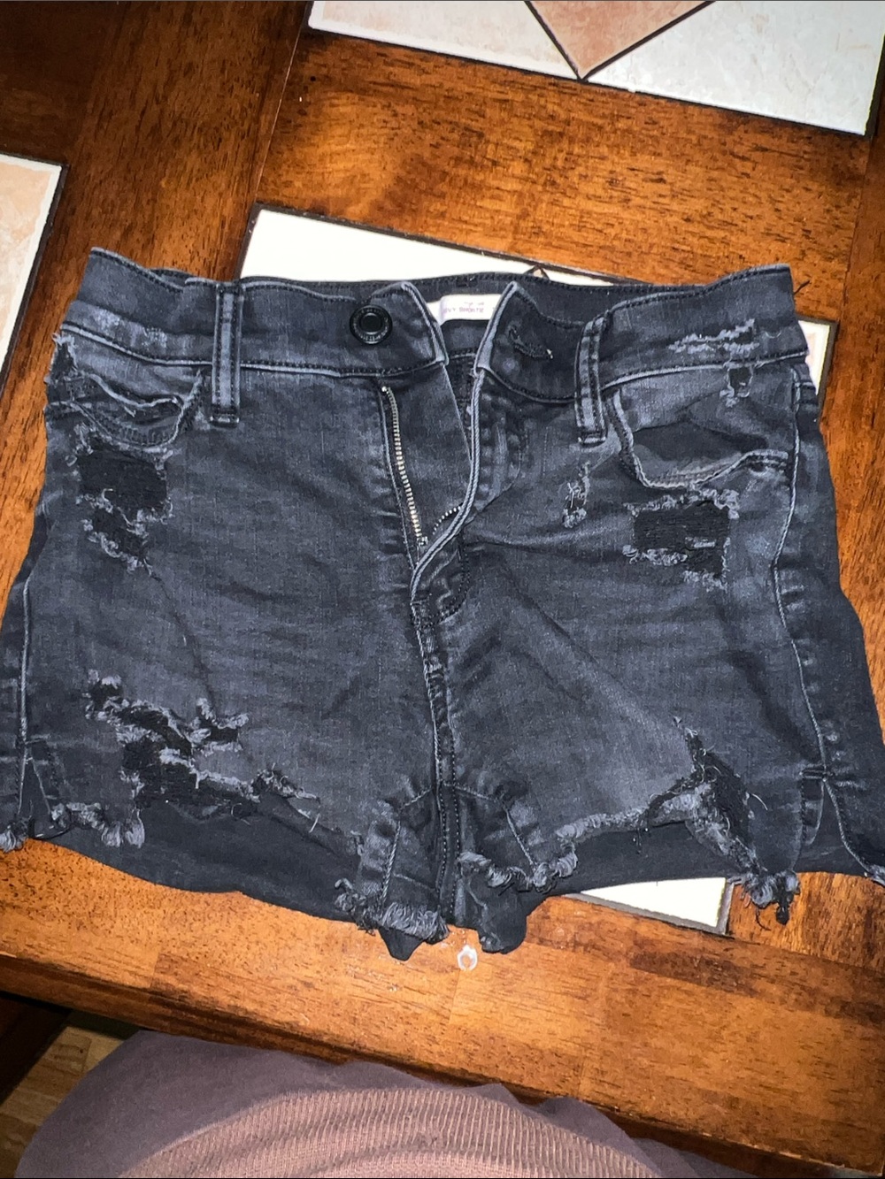 Levi's Black Distressed Denim Jean Shorts